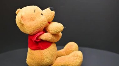 Siyah arka planda oyuncak ayı