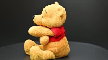 Siyah arka planda oyuncak ayı