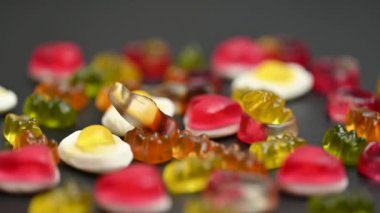 Jöle şekerlerinin karışımı. Yakın plan.