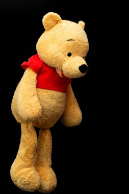 yumuşak oyuncak ayı siyah arka planda