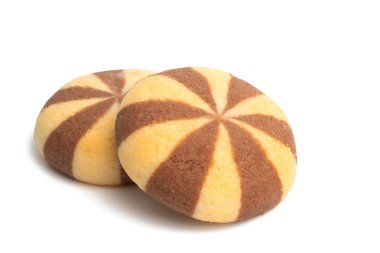 beyaz arkaplanda izole edilmiş çizgili kurabiyeler