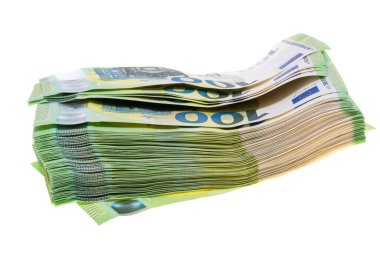 Avro banknotları beyaz arkaplanda izole