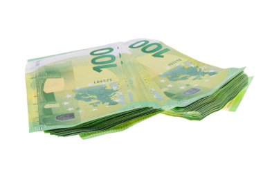 Avro banknotları beyaz arkaplanda izole