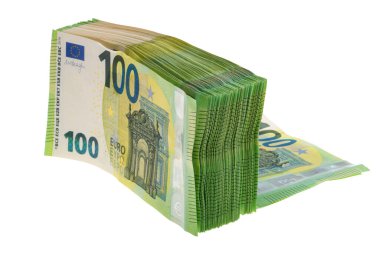 Avro banknotları beyaz arkaplanda izole