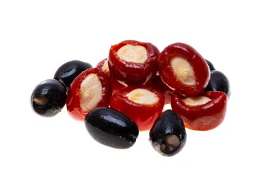 pepper stuffed with cheese isolated on white background