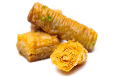 Beyaz arka plan üzerinde Türk tatlılar