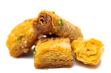 Beyaz arka plan üzerinde Türk tatlılar