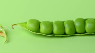 açık yeşil arkaplanda yeşil bezelye kabukları