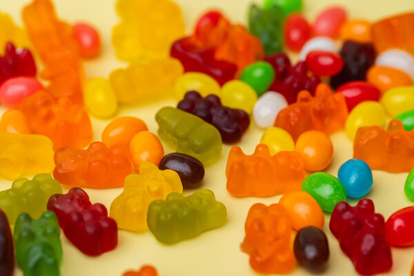 jelly fruit candies bears close up