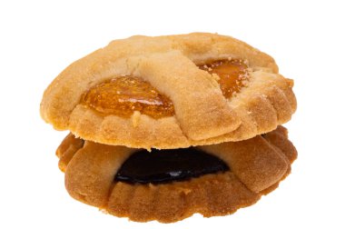 Italian cookies with jam isolated on white background