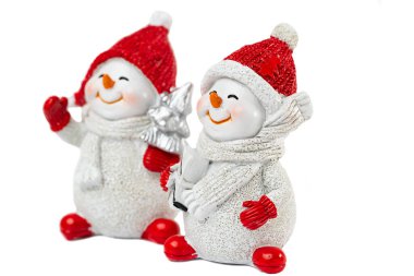 Beyaz arka plan üzerinde izole funny snowman