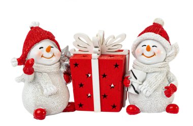 Beyaz arka plan üzerinde izole funny snowman