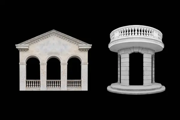 Details Elements Buildings Classical Architecture Templates Art Design Isolated Black Stock Picture