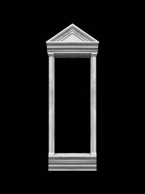 Ayrıntılar, binaların klasik mimari unsurları. Sanat ve tasarım için şablonlar. Bir siyahta izole edilmiş..