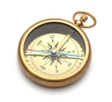 Beyaz arka plan üzerinde izole vintage pusula