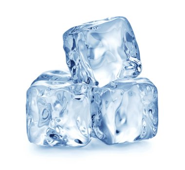Beyaz arkaplanda buz küpleri