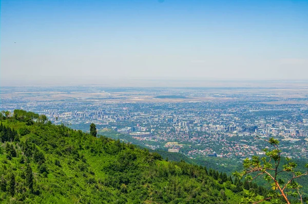 Beautiful Landscape Overlooking City Almaty Royalty Free Stock Photos