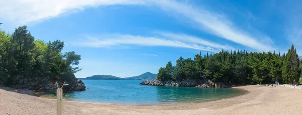Stranden Panorama Över Milocer Drottning Kompis Montenegro Stockbild