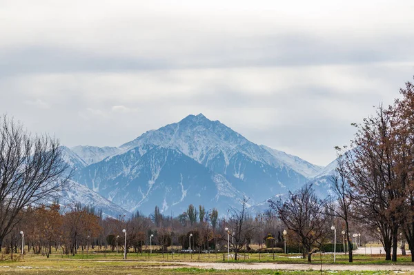 Park Podzim Hory Pozadí Almaty Kazachstán Stock Snímky