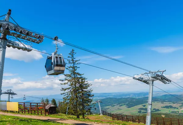 stock image Cable car to Tornik mountain from Zlatibor. Beautiful summer landscape from above.