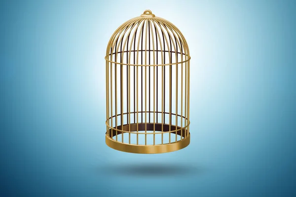Golden bird cage concept - 3d rendering