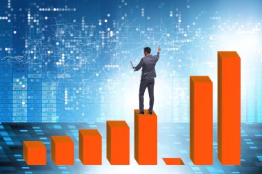 İş adamı bar çizelgeleriyle büyüme konseptinde