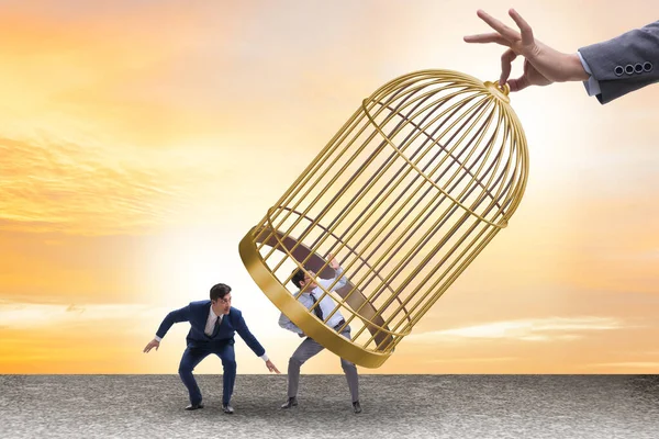stock image Business people and the golden cage concept