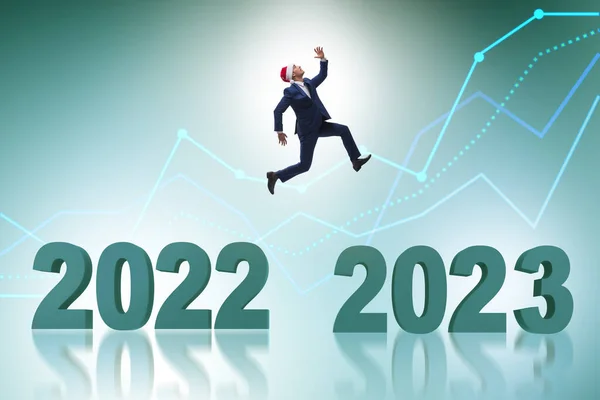 Empresario Saltando Del Año 2022 2023 —  Fotos de Stock