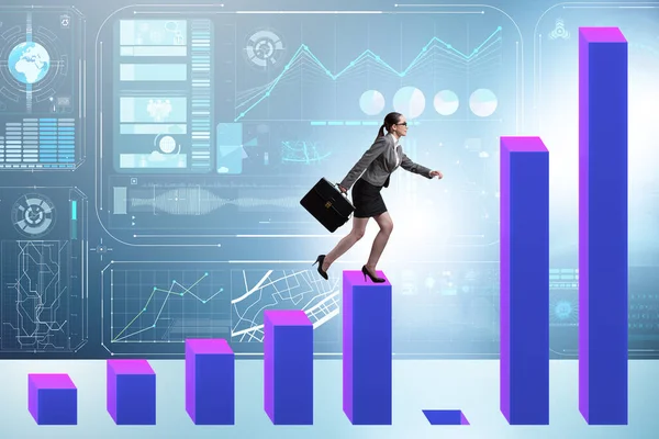 Businesswoman Growth Concept Bar Charts — Stock Photo, Image