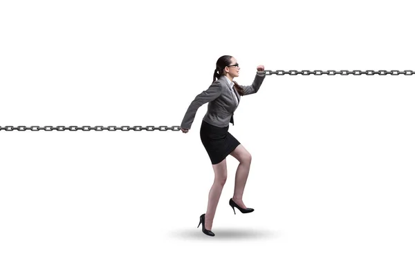 仕事上の概念で鎖ビジネス女性 — ストック写真