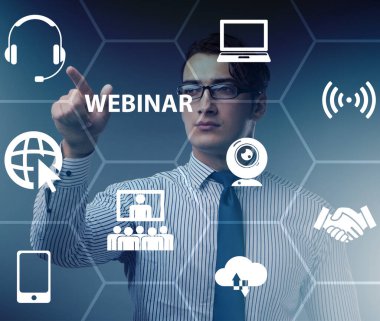 Çevrimiçi webinar konsepti işadamı