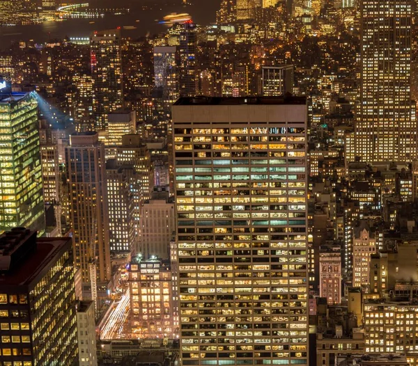 Günbatımında New York Manhattan Gece Manzarası — Stok fotoğraf