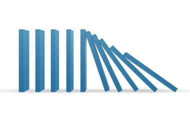 Bloklarla Domino etkisi kavramı - 3D görüntüleme