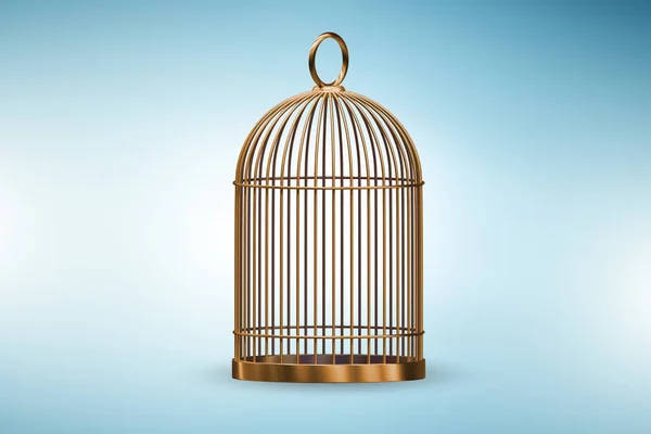 Golden bird cage concept - 3d rendering