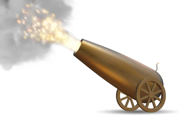 Goldene Kanonen Abfeuern Shop Darstellung — Stockfoto