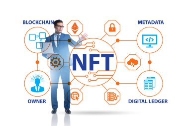 NFT 'nin ödenebilir olmayan konseptinde iş adamı