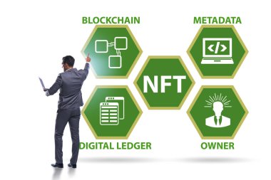 NFT 'nin ödenebilir olmayan konseptinde iş adamı