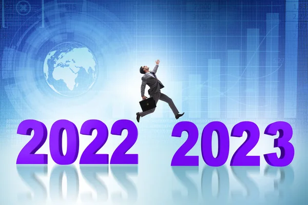 Бізнесмен Стрибає 2022 2023 Рік — стокове фото