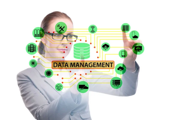 数据管理概念中的商人 — 图库照片