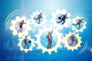 Takım çalışması konseptinde iş adamları