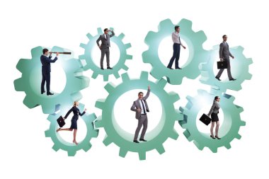 Takım çalışması konseptinde iş adamları