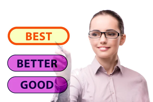 Businesswoman Good Better Best Concept — Stock Photo, Image