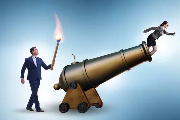 Concept Lay Business People Cannon — Stock Photo, Image