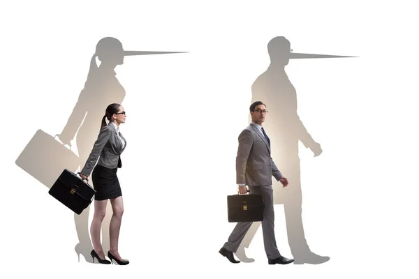 Stock image Lier concept with business people and the nose