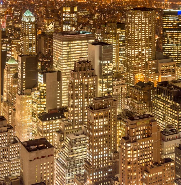 Het Nachtzicht Van New York Manhattan Tijdens Zonsondergang — Stockfoto