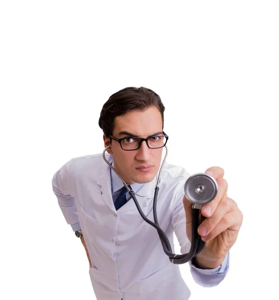 Mužský Lékař Izolován Bílém Pozadí — Stock fotografie