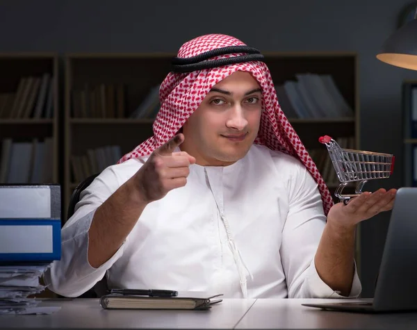 Arab Businessman Working Late Office — Stock Photo, Image
