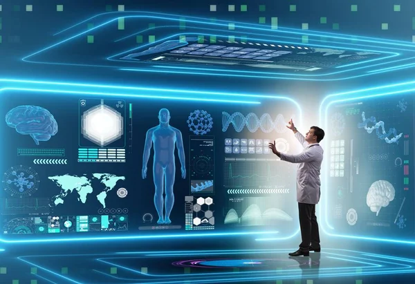 Mannen Läkare Futuristisk Medicin Medicinska Begrepp — Stockfoto