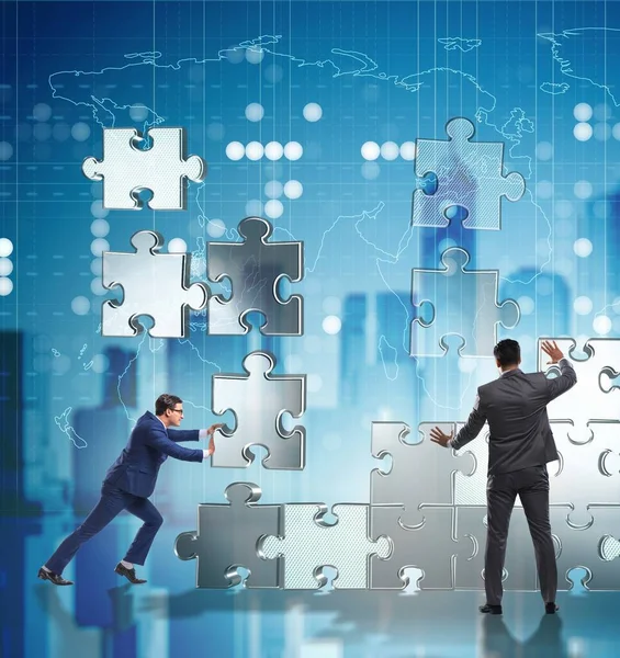 Het Business Concept Van Teamwork Met Puzzelstukjes — Stockfoto
