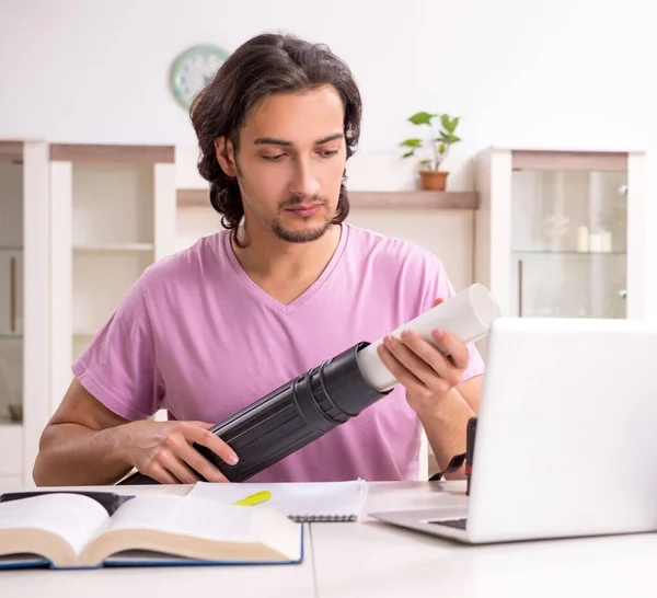 Young Male Architect Student Preparing Exams Home — Stock Photo, Image